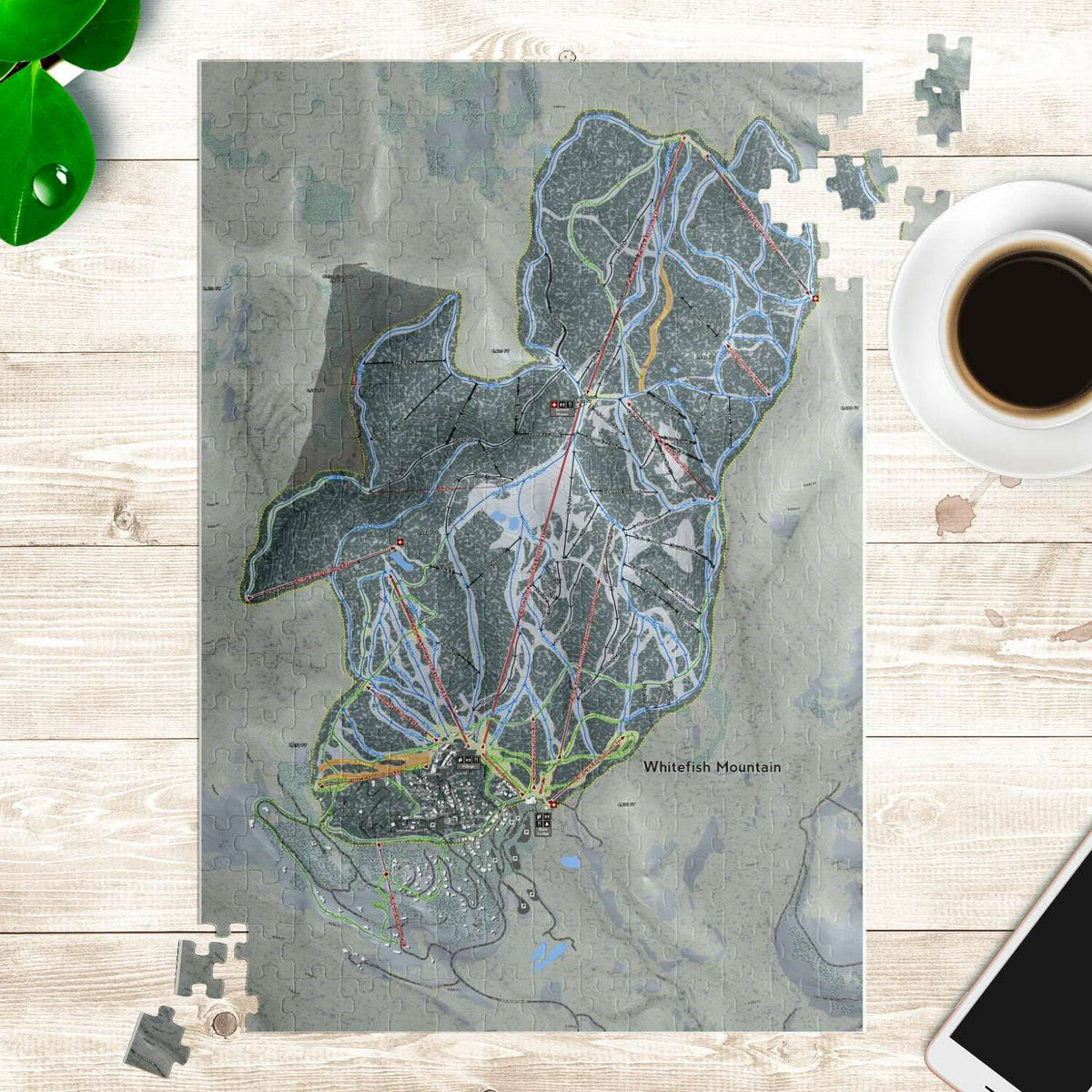 Whitefish, Montana Ski Trail Map Puzzle - Powderaddicts