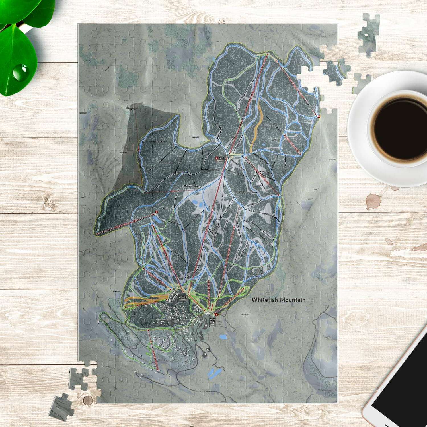 Whitefish, Montana Ski Trail Map Puzzle - Powderaddicts