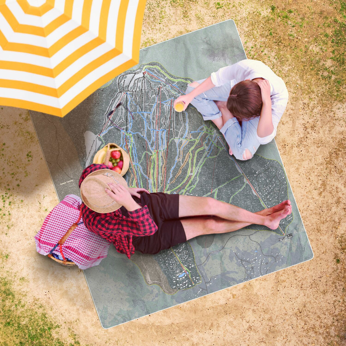 Sugarloaf, Maine Ski Resort Map Printed Beach Towel - Powderaddicts