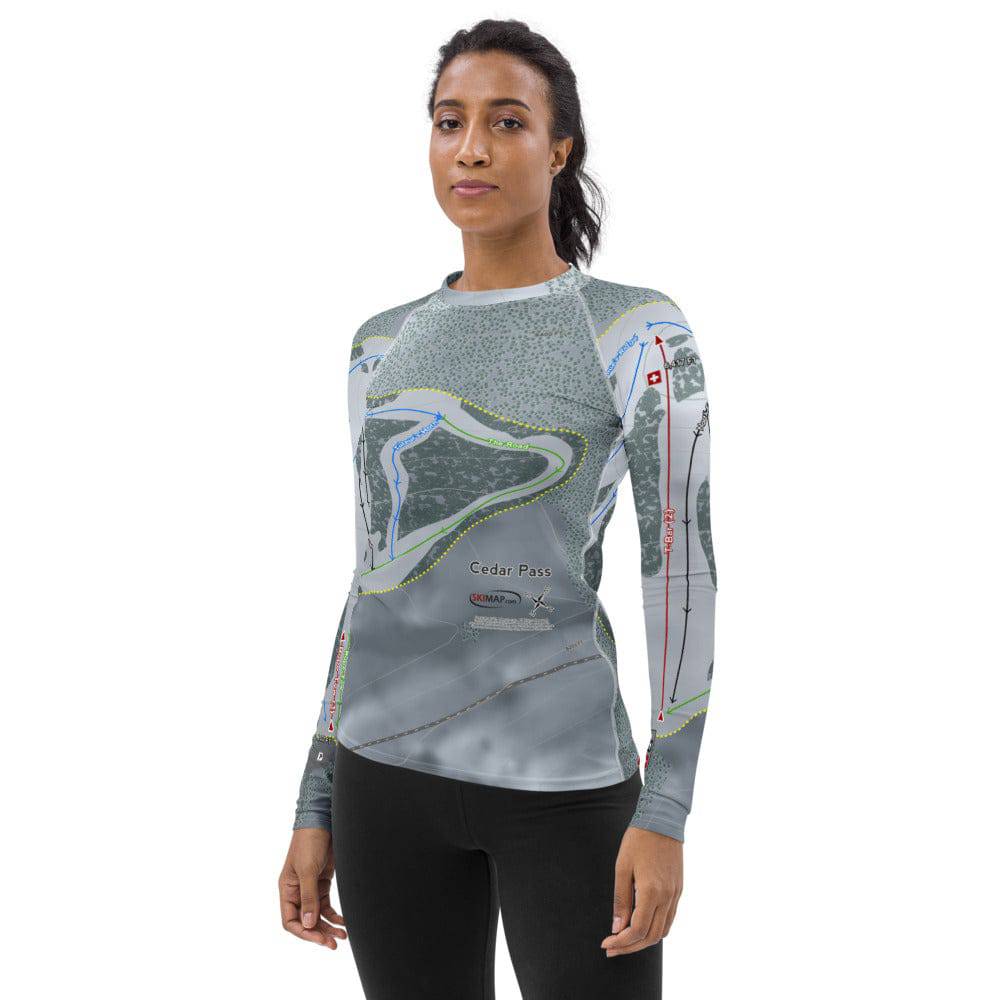 Cedar Pass, California Ski Trail Map Women's Base Layer Top - Powderaddicts