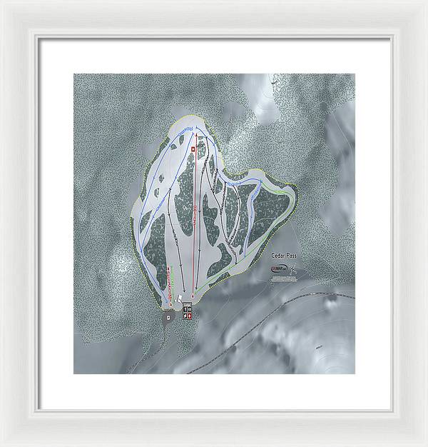 Cedar Pass Ski Trail Map - Framed Print - Powderaddicts