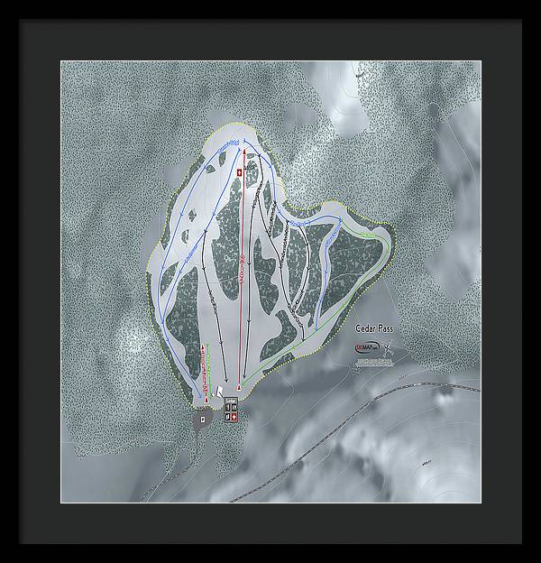 Cedar Pass Ski Trail Map - Framed Print - Powderaddicts