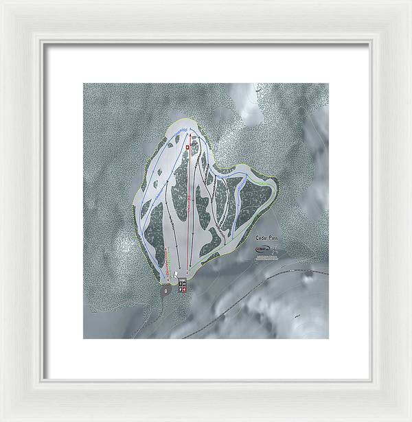 Cedar Pass Ski Trail Map - Framed Print - Powderaddicts