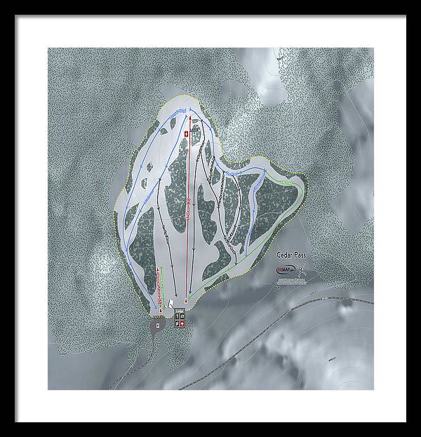 Cedar Pass Ski Trail Map - Framed Print - Powderaddicts