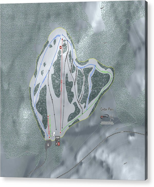 Cedar Pass Ski Trail Map - Acrylic Print - Powderaddicts