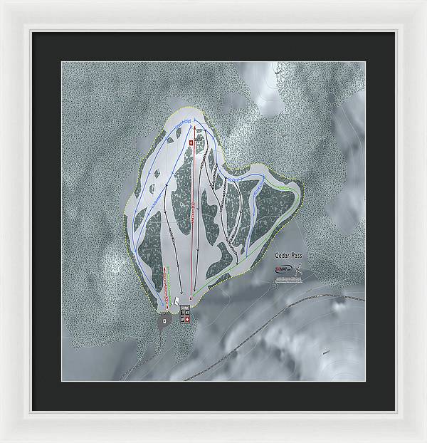 Cedar Pass Ski Trail Map - Framed Print - Powderaddicts