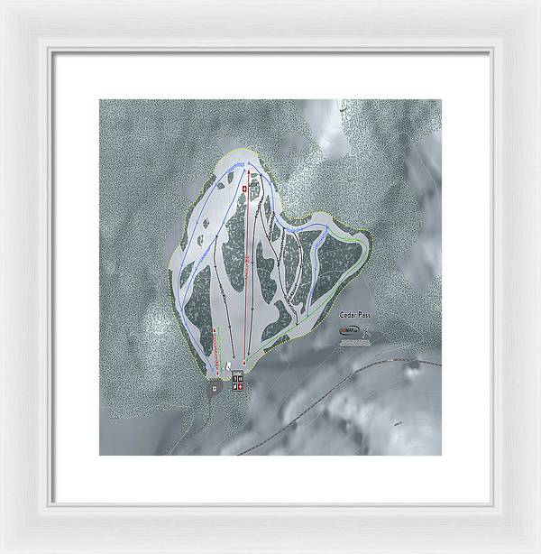 Cedar Pass Ski Trail Map - Framed Print - Powderaddicts