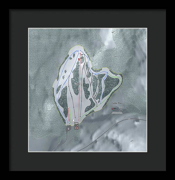Cedar Pass Ski Trail Map - Framed Print - Powderaddicts