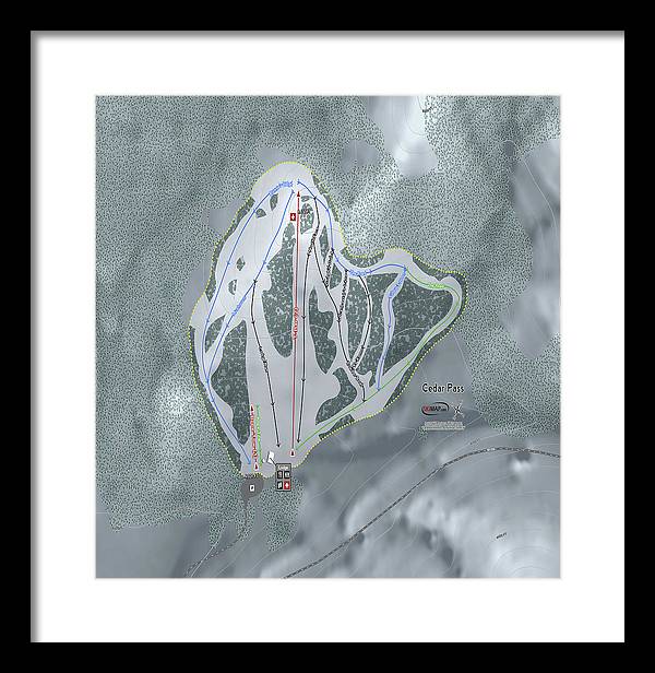 Cedar Pass Ski Trail Map - Framed Print - Powderaddicts