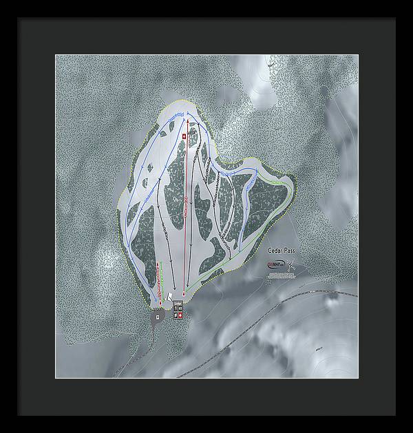 Cedar Pass Ski Trail Map - Framed Print - Powderaddicts