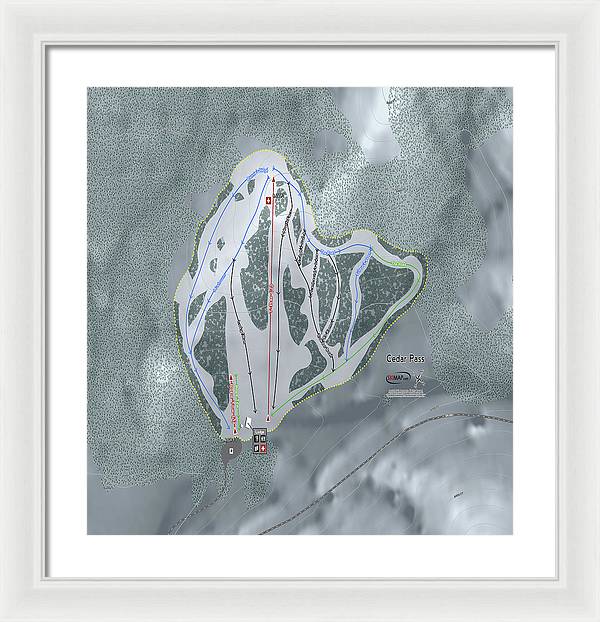 Cedar Pass Ski Trail Map - Framed Print - Powderaddicts