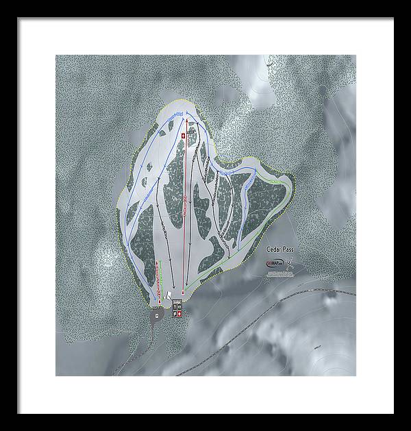 Cedar Pass Ski Trail Map - Framed Print - Powderaddicts