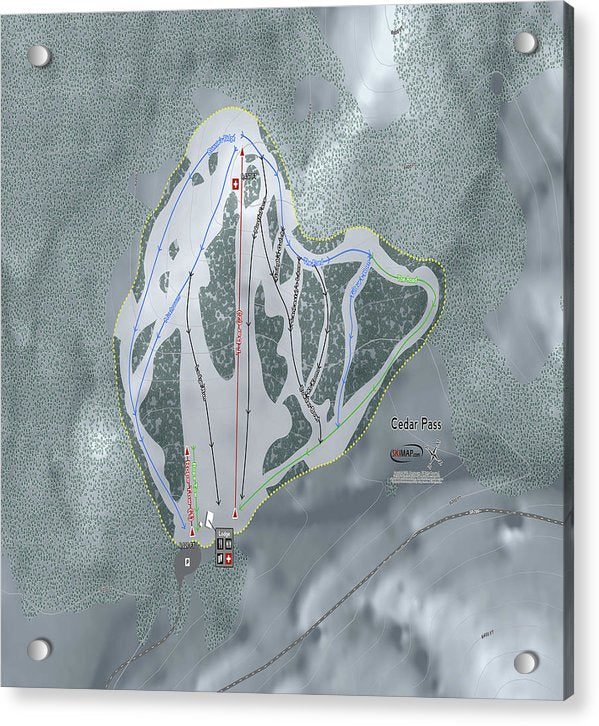 Cedar Pass Ski Trail Map - Acrylic Print - Powderaddicts