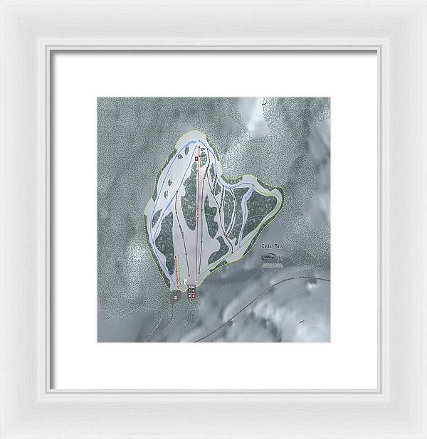 Cedar Pass Ski Trail Map - Framed Print - Powderaddicts