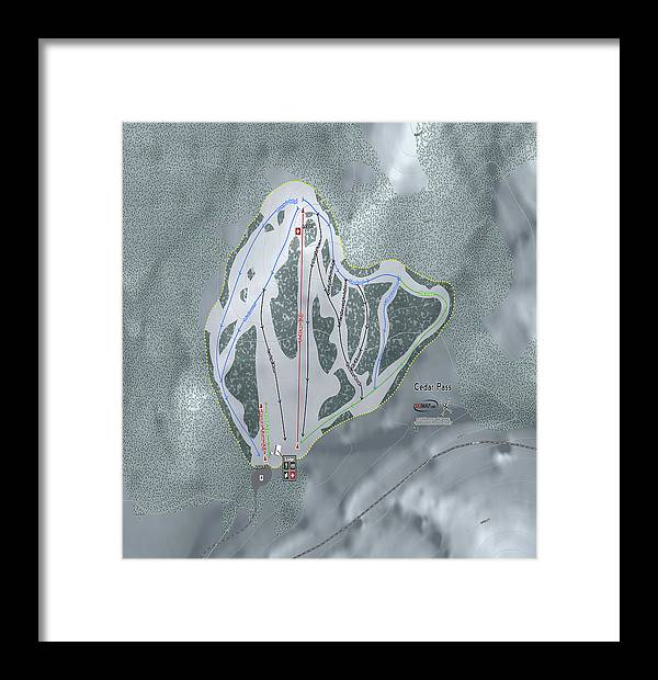 Cedar Pass Ski Trail Map - Framed Print - Powderaddicts