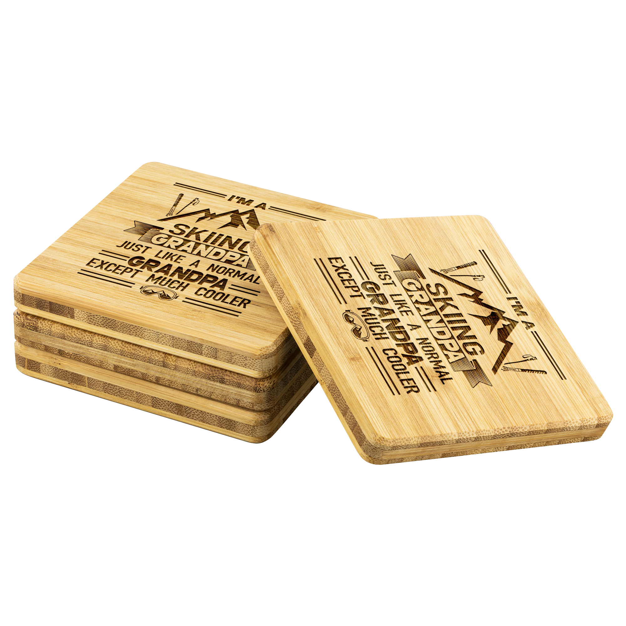 I'm A Skiing Mom Bamboo Coaster - Powderaddicts