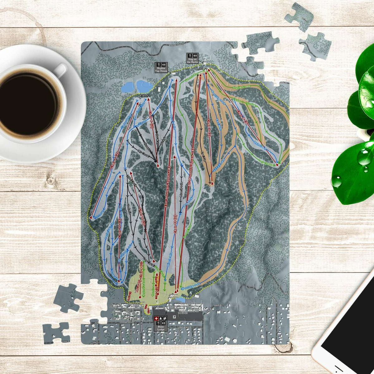 Snow Summit, California Ski Trail Map Puzzle - Powderaddicts