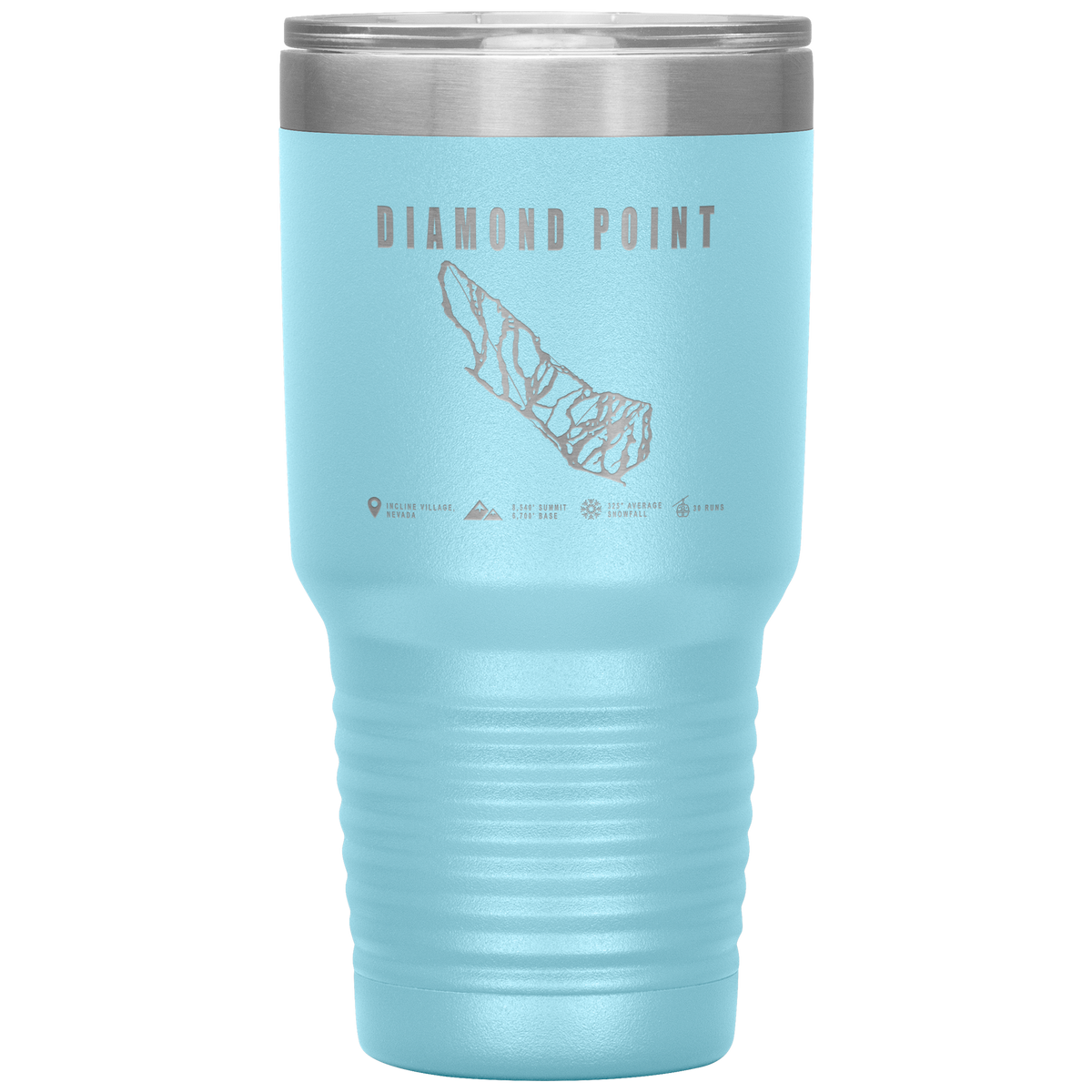 Diamond Point, Nevada Ski Trail Map 30oz Tumbler - Powderaddicts