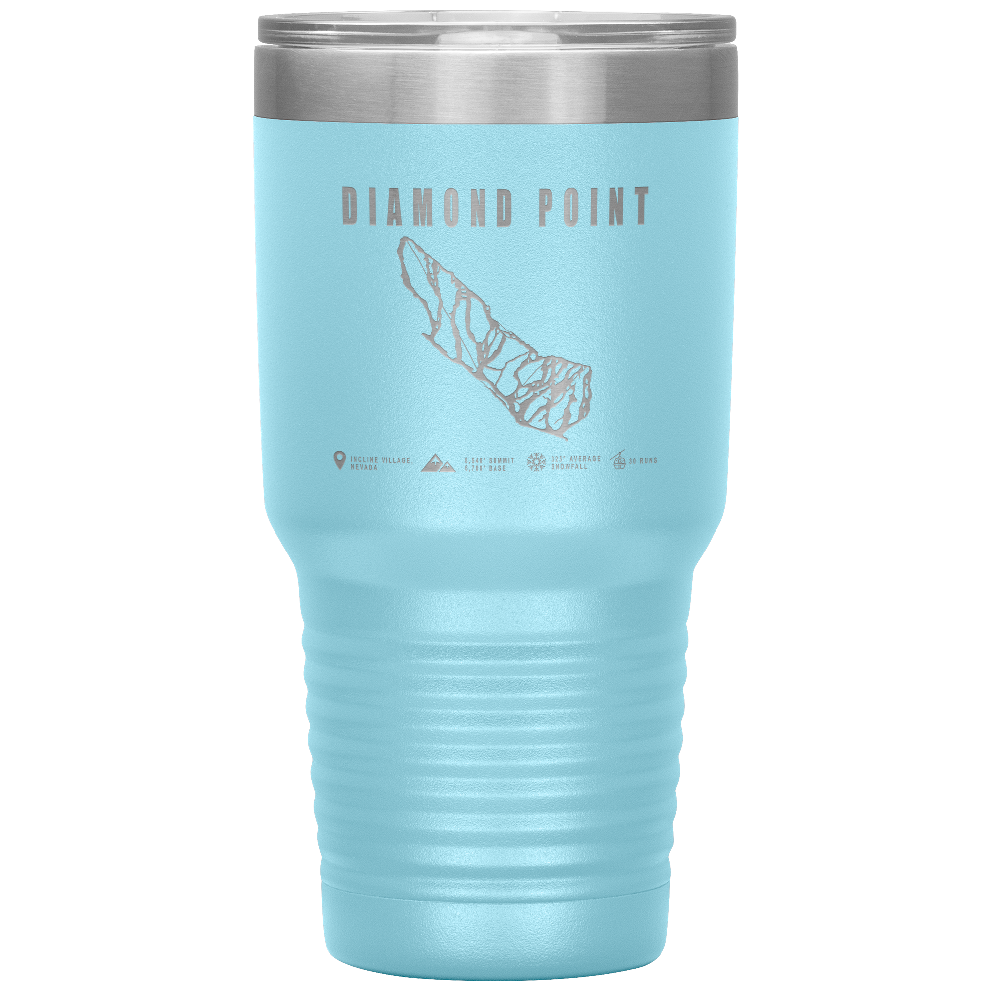 Diamond Point, Nevada Ski Trail Map 30oz Tumbler - Powderaddicts