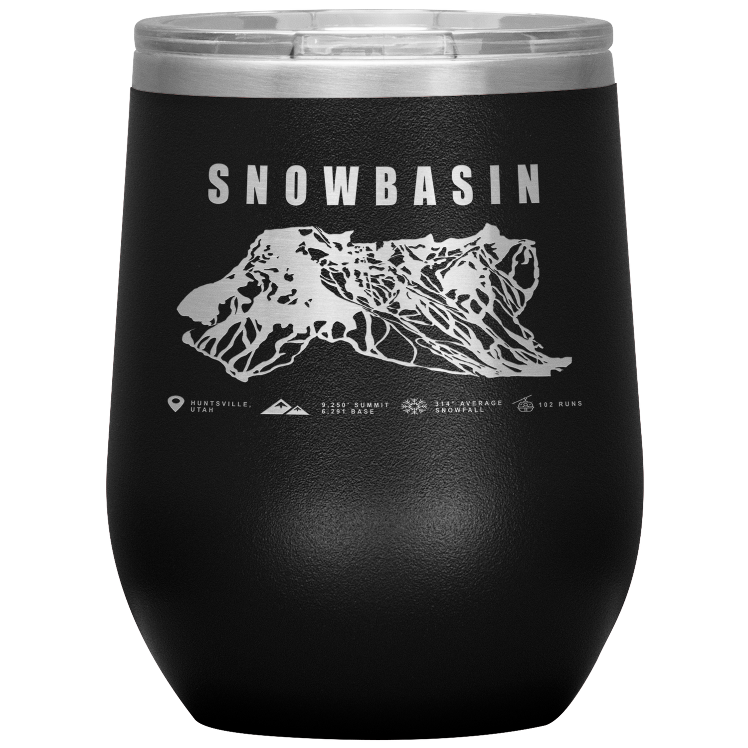 Snowbasin, Utah Ski Trail Map Wine 12oz Tumbler