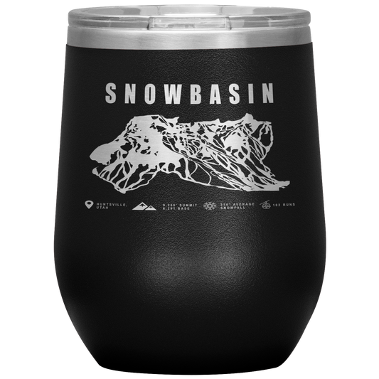 Snowbasin, Utah Ski Trail Map Wine 12oz Tumbler - Powderaddicts