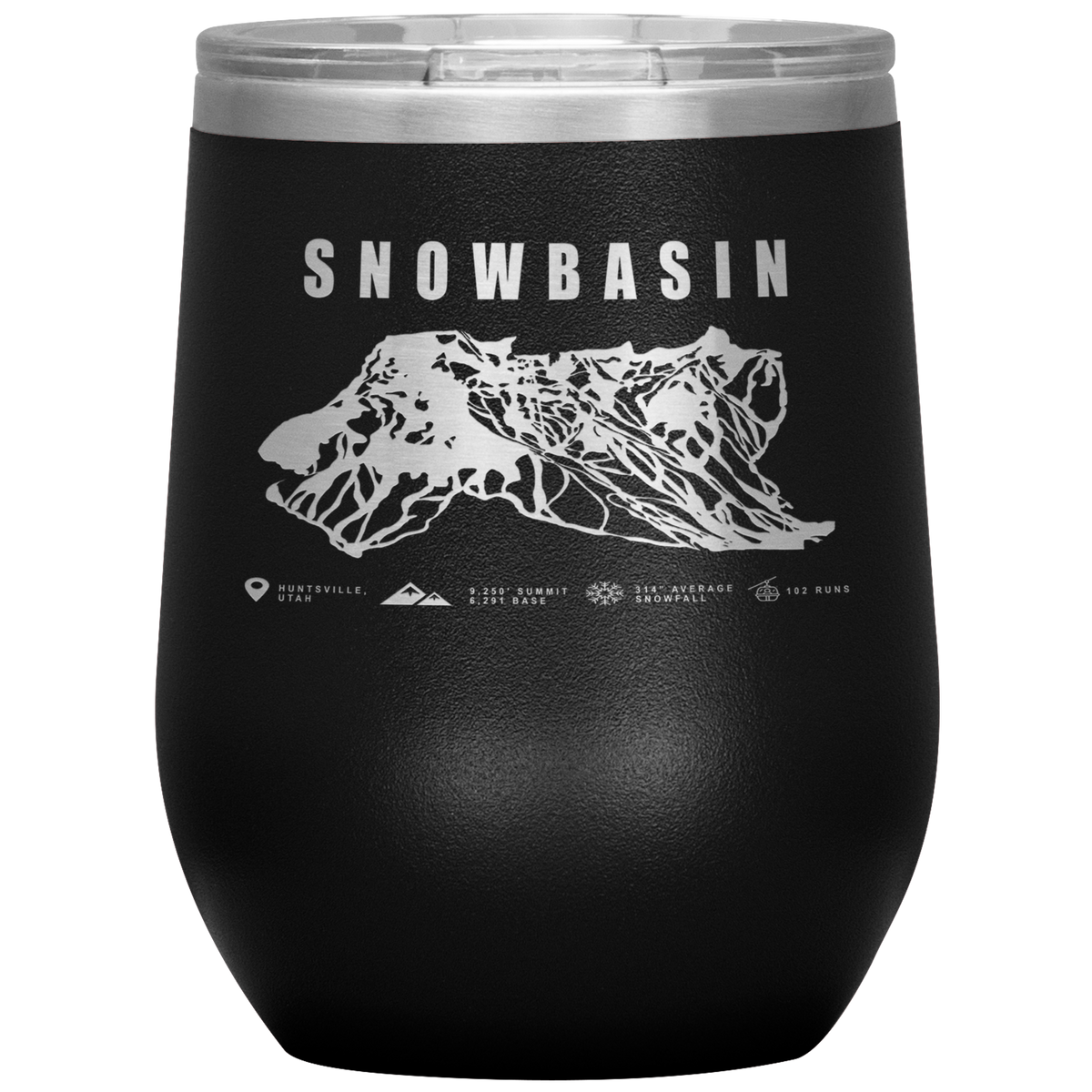 Snowbasin, Utah Ski Trail Map Wine 12oz Tumbler - Powderaddicts