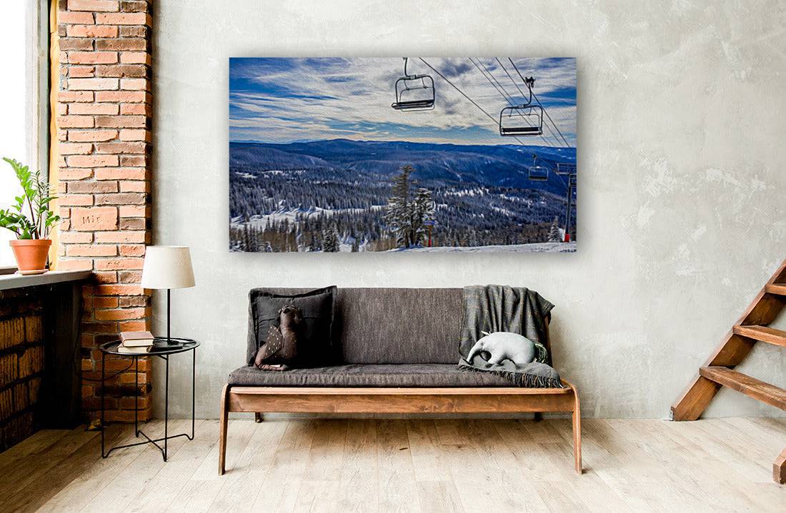 chairlift oil painting - Powderaddicts