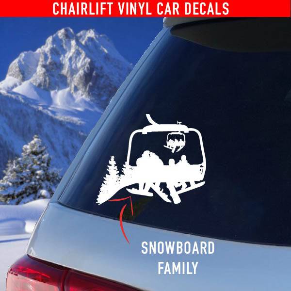 Chairlift Ski & Snowboard Car Decals - Family / Couples - Powderaddicts