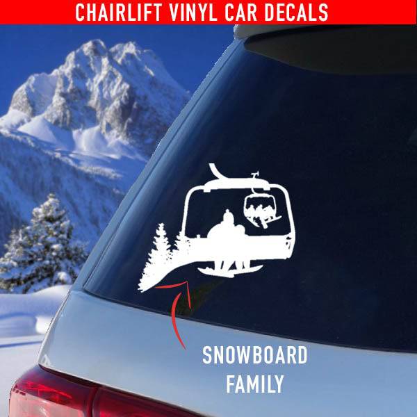 Chairlift Ski &amp; Snowboard Car Decals - Family / Couples - Powderaddicts