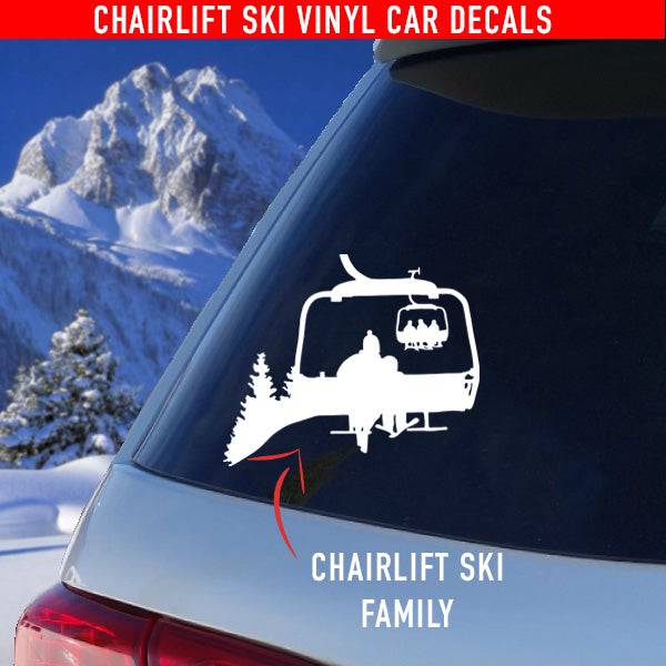 Chairlift Ski &amp; Snowboard Car Decals - Family / Couples - Powderaddicts