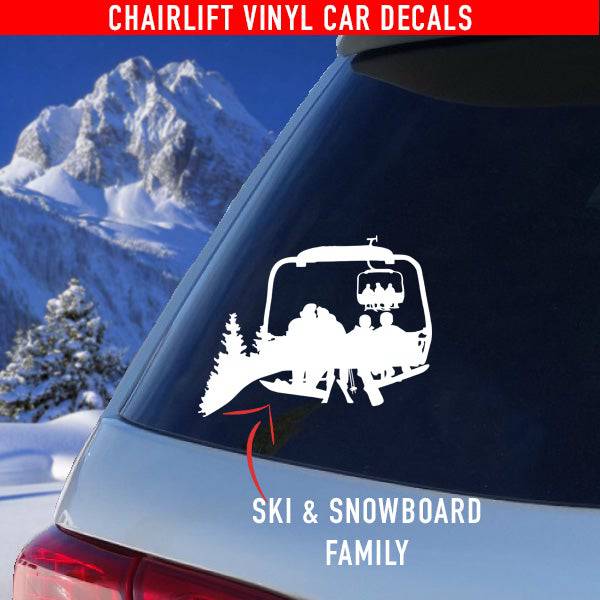 Chairlift Ski &amp; Snowboard Car Decals - Family / Couples - Powderaddicts