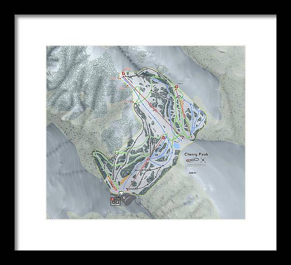 Cherry Peak Ski Trail Map - Framed Print - Powderaddicts