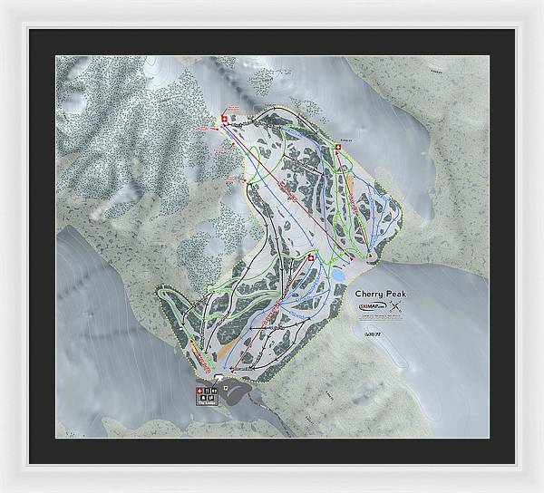 Cherry Peak Ski Trail Map - Framed Print - Powderaddicts