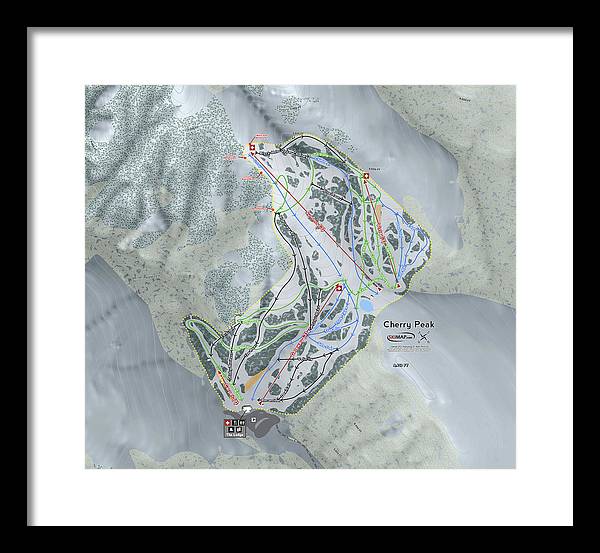 Cherry Peak Ski Trail Map - Framed Print - Powderaddicts