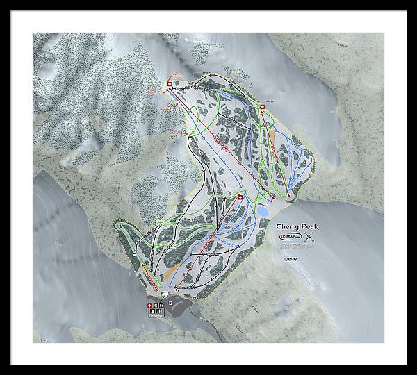 Cherry Peak Ski Trail Map - Framed Print - Powderaddicts