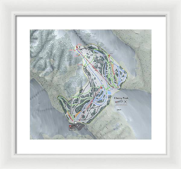 Cherry Peak Ski Trail Map - Framed Print - Powderaddicts