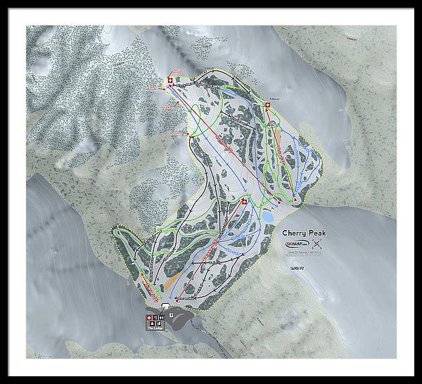 Cherry Peak Ski Trail Map - Framed Print - Powderaddicts