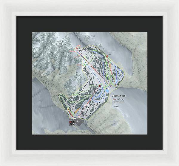 Cherry Peak Ski Trail Map - Framed Print - Powderaddicts