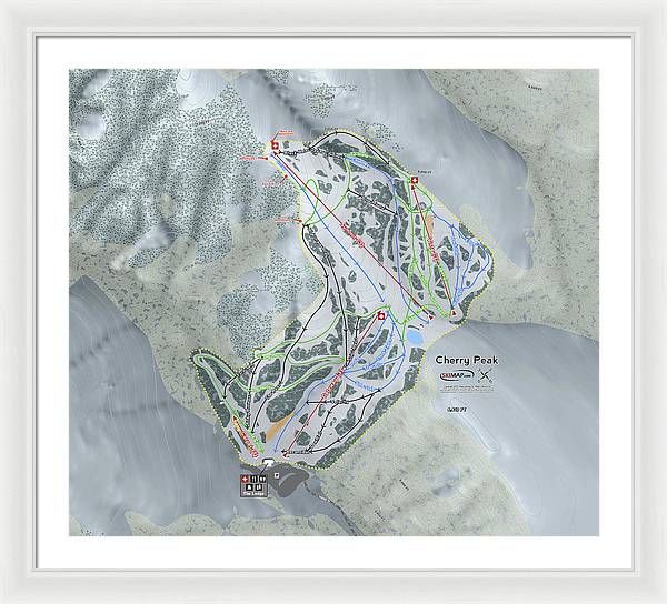 Cherry Peak Ski Trail Map - Framed Print - Powderaddicts