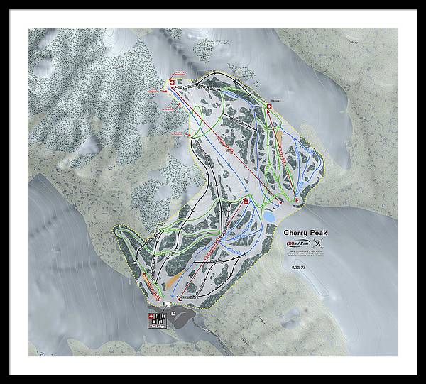Cherry Peak Ski Trail Map - Framed Print - Powderaddicts