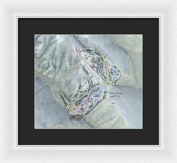 Cherry Peak Ski Trail Map - Framed Print - Powderaddicts