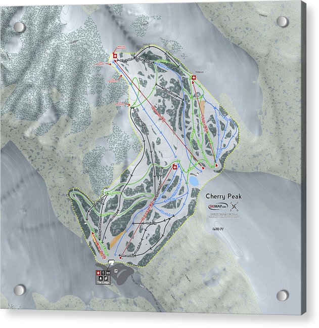 Cherry Peak Ski Trail Map - Acrylic Print - Powderaddicts