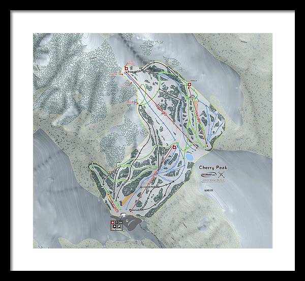 Cherry Peak Ski Trail Map - Framed Print - Powderaddicts