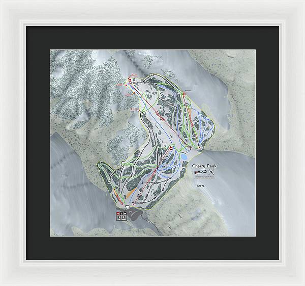 Cherry Peak Ski Trail Map - Framed Print - Powderaddicts