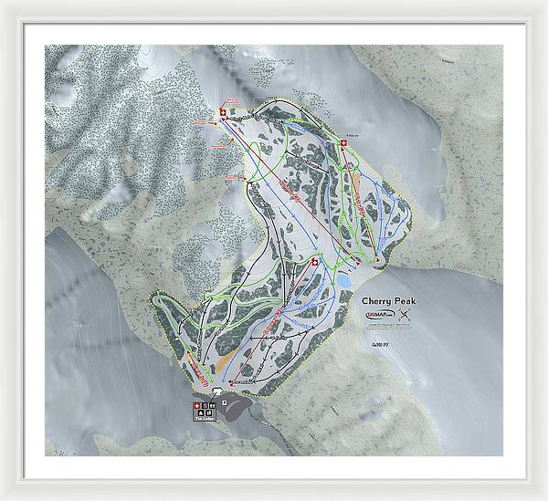 Cherry Peak Ski Trail Map - Framed Print - Powderaddicts