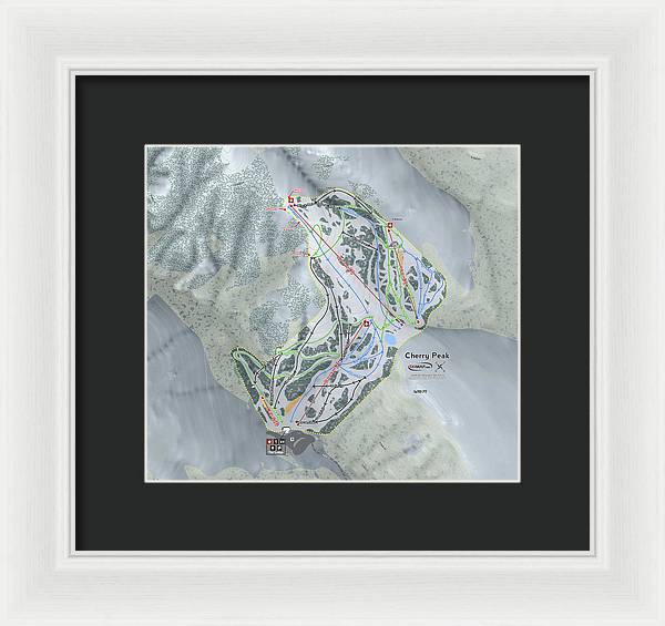 Cherry Peak Ski Trail Map - Framed Print - Powderaddicts