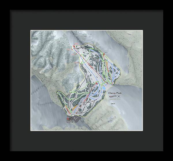 Cherry Peak Ski Trail Map - Framed Print - Powderaddicts