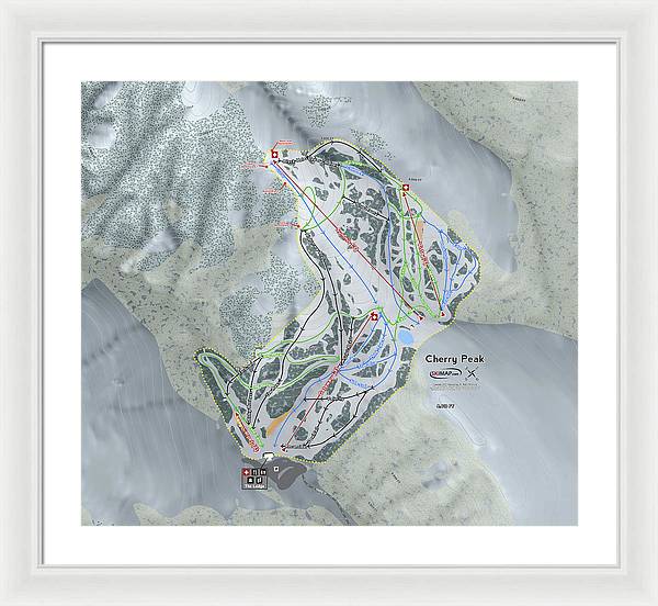 Cherry Peak Ski Trail Map - Framed Print - Powderaddicts