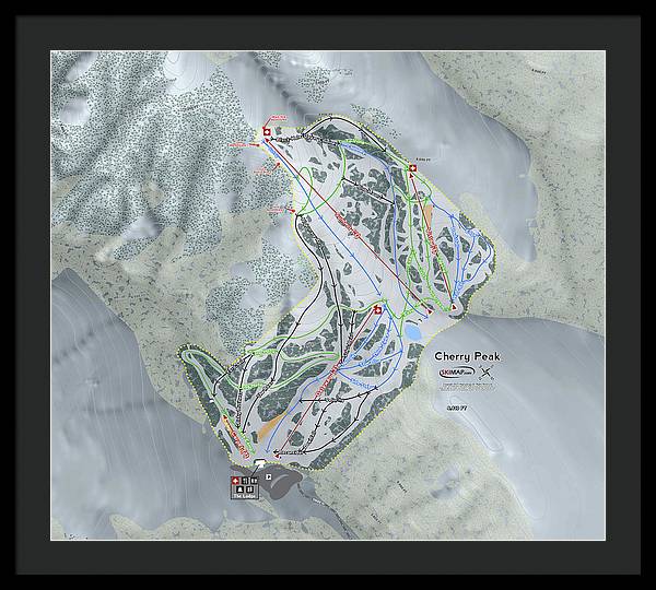 Cherry Peak Ski Trail Map - Framed Print - Powderaddicts
