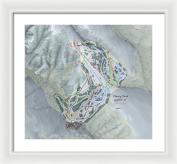 Cherry Peak Ski Trail Map - Framed Print - Powderaddicts